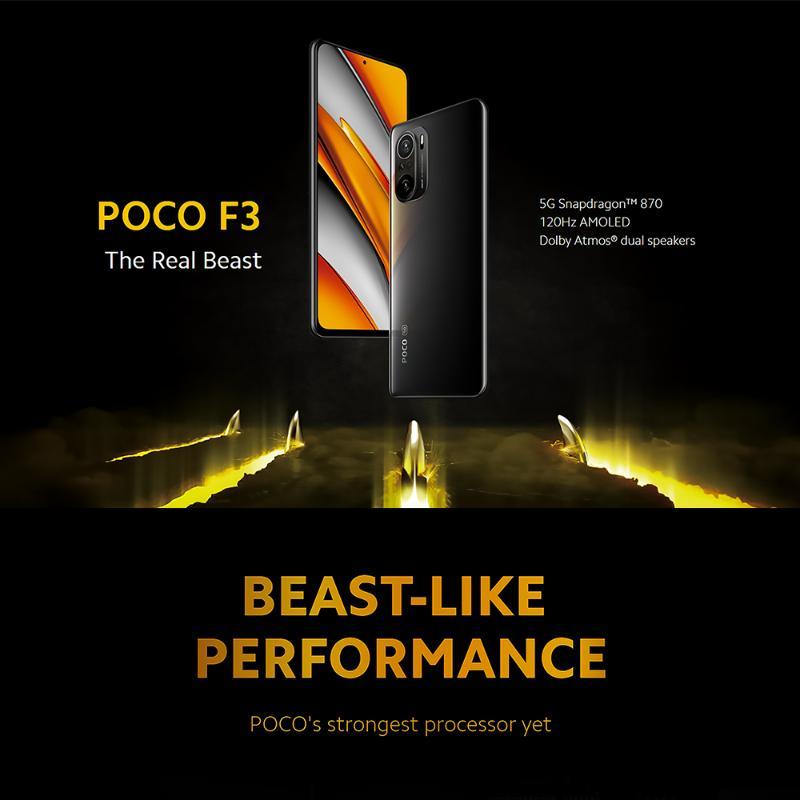 Xiaomi Poco F3 128GB + 6GB RAM 6.67'' AMOLED Display Qualcomm SM8250-AC  Snapdragon 870 5G Processor 4520 mAh Fast Charging Battery (Night Black)
